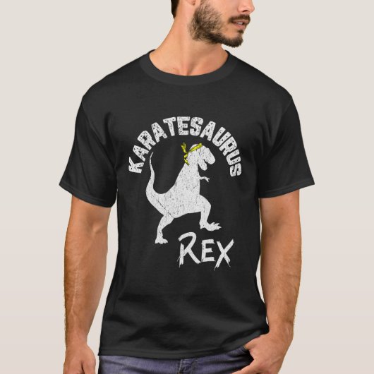 Karate Karatesaurus Rex Dinosaur Lustig Kampfsport T-Shirt (Vorderseite)