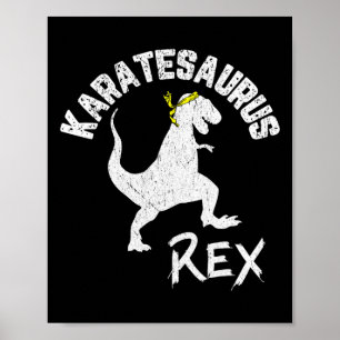 Karate Karatesaurus Rex Dinosaurier Funny Martial  Poster