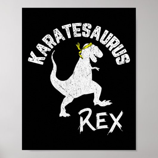 Karate Karatesaurus Rex Dinosaurier Funny Martial Poster (Vorne)