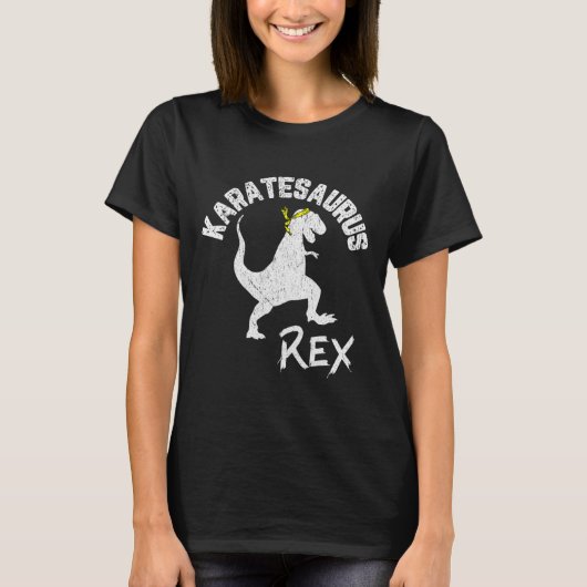 Karate Karatesaurus Rex Dinosaurier Funny Martial  T-Shirt (Vorderseite)