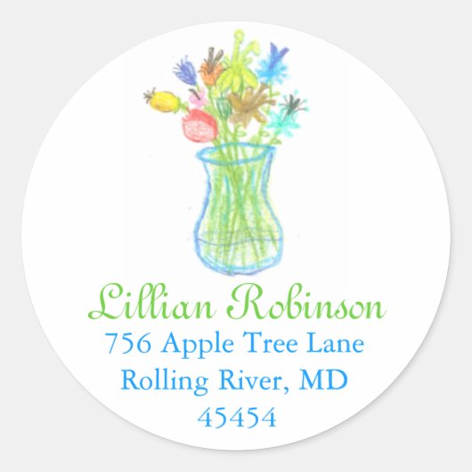 Karate Kat Graphics Blume-Bunch-Adressetikett Runder Aufkleber (Vorderseite)