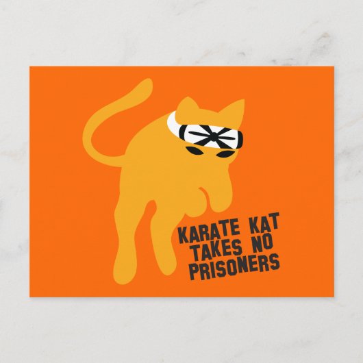 Karate KAT (Katze) nimmt keine Gefangenen Postkarte (Vorderseite)