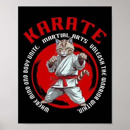 Karate Kat Krieger Kampfkunst Katze für Kinder Poster (Vorne)