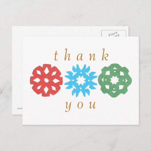 Karate Kat snowflake trio Danke Postkarte (Vorne/Hinten)