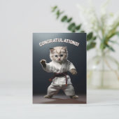 Karate Kätzchen Postkarte (Stehend Vorderseite)