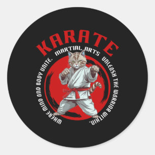 Karate-Katze-Krieger-Kampfsport-Karate-Katze für K Runder Aufkleber