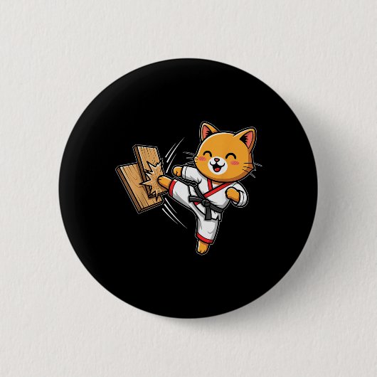 Karate Katze Taekwondo Button (Vorderseite)
