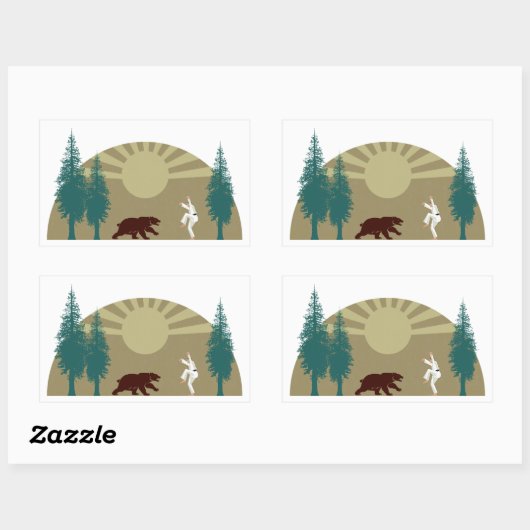 Karate Kick Bear Rechteckiger Aufkleber (Blatt)