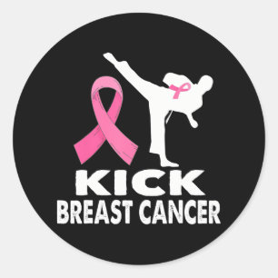Karate Kick Breast Cancer Awareness Pink Runder Aufkleber
