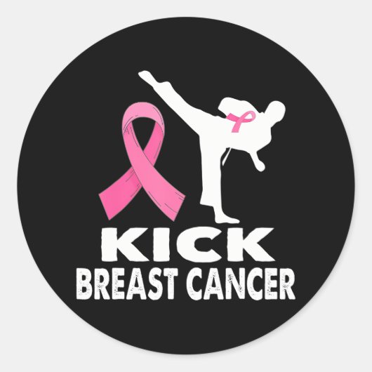 Karate Kick Breast Cancer Awareness Pink Runder Aufkleber (Vorderseite)
