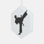 Karate Kick Martial Arts Silhouette Ornament Aus Glas (Vorderseite Links)