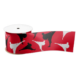 Karate Kick Pose Silhouetten Kampfsport Thema Satinband