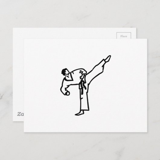 Karate Kick Postkarte (Vorne/Hinten)