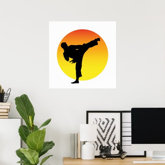 Karate Kick Silouette Poster (Heimbüro)