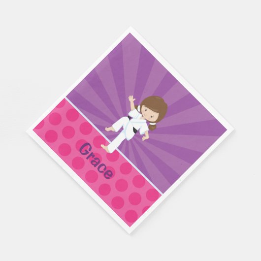 Karate Kid Girl Lila Rays Napkin Brown Serviette (Ecke)