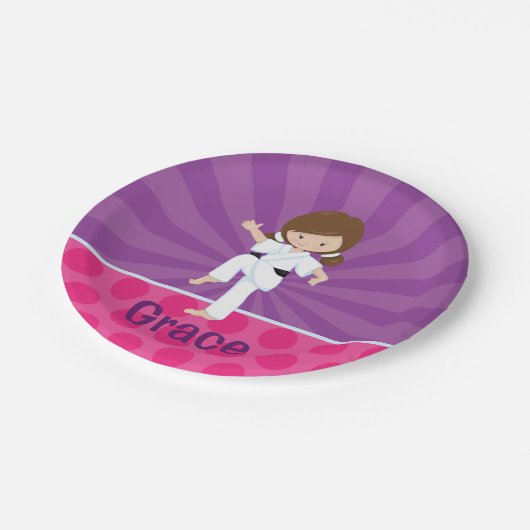 Karate Kid Girl Lila Rays Papierplatte 12 cm Pappteller (Schrägansicht)