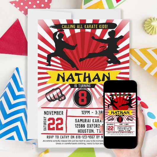 Karate Kid Martial Arts Cobra Kai Einladung