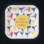 Karate Kids Boys Martial Arts Party Happy Birthday Pappteller<br><div class="desc">Moderne,  bunte Karate-Silhouetten,  um das Karate-Kind des Hauses in seiner Geburtstagsparty mit einem sportlichen Fest Thema zu ergänzen. Machen wir ein einzigartiges und originelles Fest mit diesem lustigen Kampfkunstdesign. Super niedlich und die perfekte Ergänzung für eine tolle Karate Geburtstagsparty. Personalisieren Sie Alter und Name Ihres Kindes.</div>