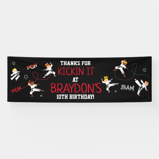 Karate Kids Children Birthday Party Unterschrift B Banner (Horizontal)