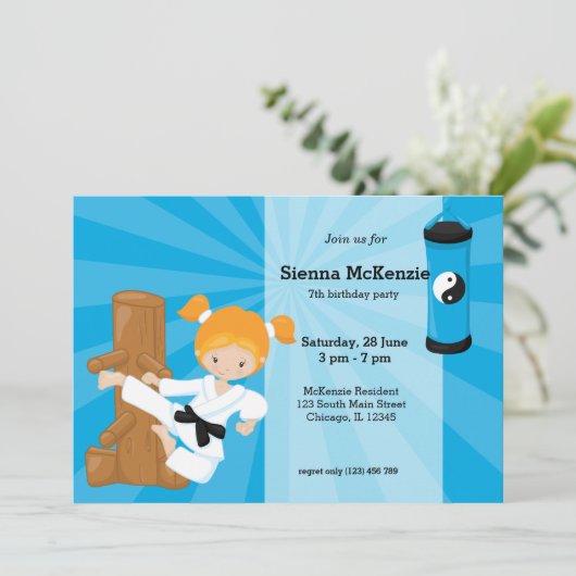 Karate Kids Einladung (Stehend Vorderseite)