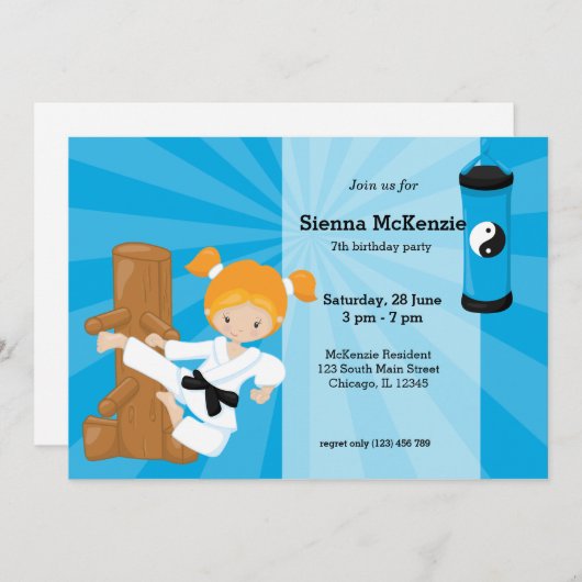 Karate Kids Einladung (Vorne/Hinten)