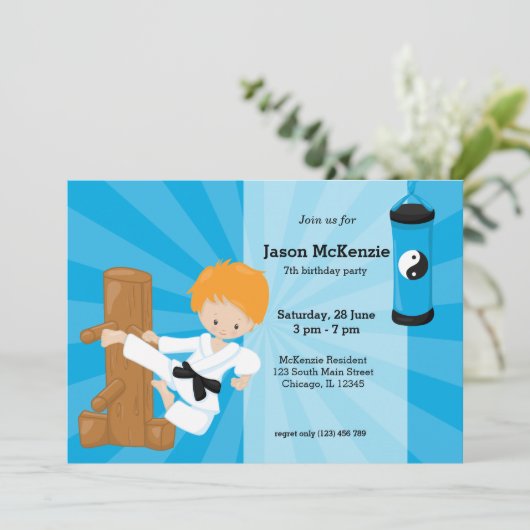 Karate Kids Einladung (Stehend Vorderseite)