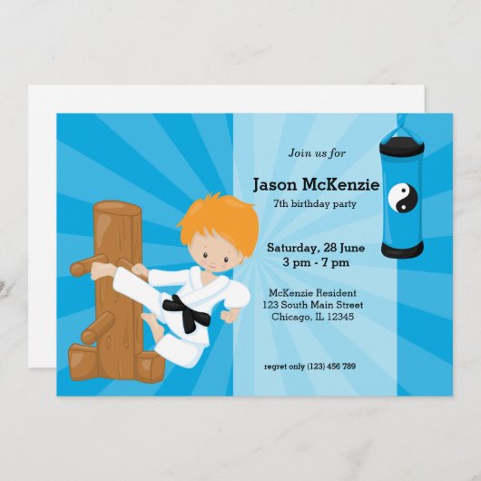 Karate Kids Einladung (Vorne/Hinten)