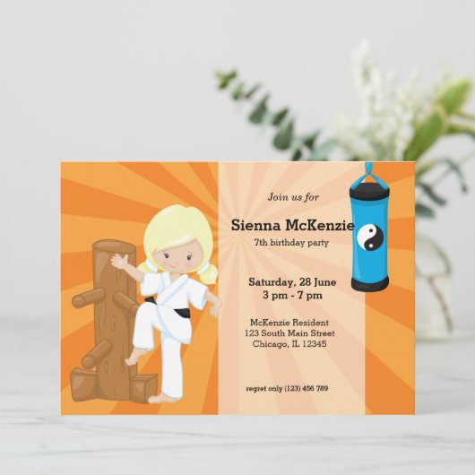 Karate Kids Einladung (Stehend Vorderseite)