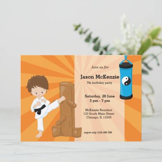 Karate Kids Einladung (Stehend Vorderseite)
