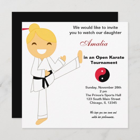 Karate Kids Tournament Einladung (Vorne/Hinten)