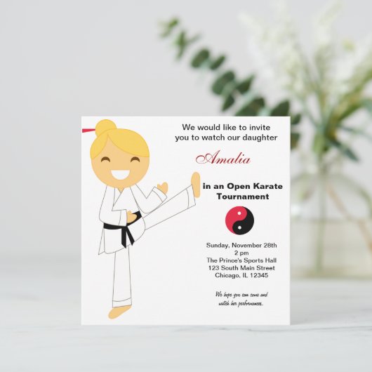 Karate Kids Tournament Einladung (Stehend Vorderseite)