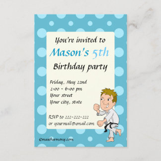 Karate Kind Cartoon Geburtstagsausdruckeinladungen Einladung