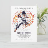 Karate Kindergeburtstag Party Einladung (Stehend Vorderseite)