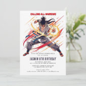 Karate Kindergeburtstag Party Einladung (Stehend Vorderseite)