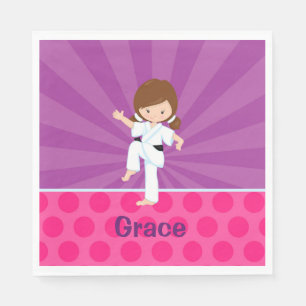 Karate-Kindermädchen-lila Strahln-Serviette Brown Serviette