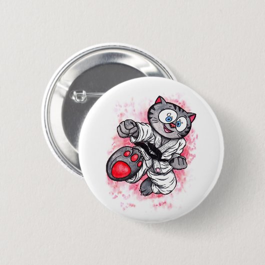 Karate Kitten Button (Vorne & Hinten)