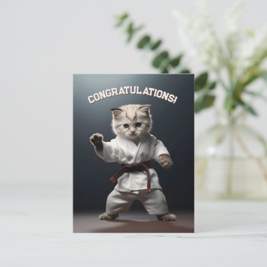 Karate Kitten Postkarte (Stehend Vorderseite)