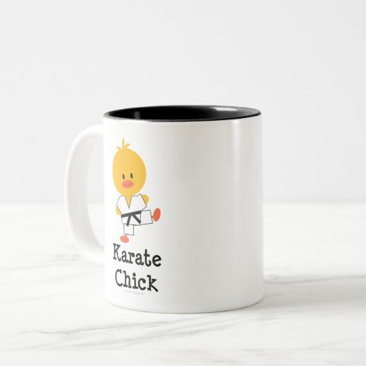 Karate-Küken-Tasse Zweifarbige Tasse (Vorderseite Links)