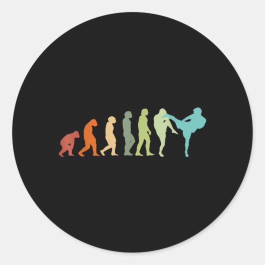 Karate Kung-Fu Evolution Kickboxer Muay Thai MMA Runder Aufkleber (Vorderseite)