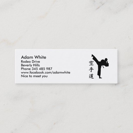 Karate Kung Fu Mini Visitenkarte (Vorderseite)