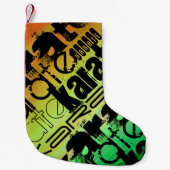 Karate; lebendig grün, orange und gelb kleiner weihnachtsstrumpf (Vorderseite)
