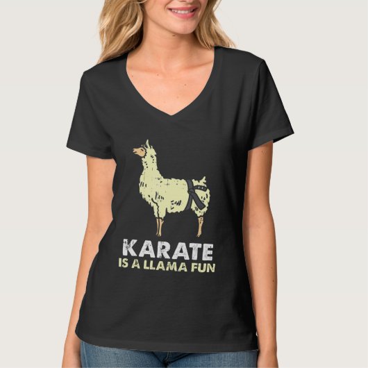 Karate Llama Fun Black Belt Alpaca Martial Arts T-Shirt (Vorderseite)