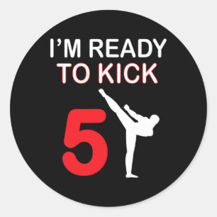 Karate Lovers Gift Boys Birthday Kids Kick 5 Runder Aufkleber