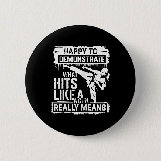 Karate-Mädchen-Einstellung-Empowerment-Zitat Button (Vorderseite)