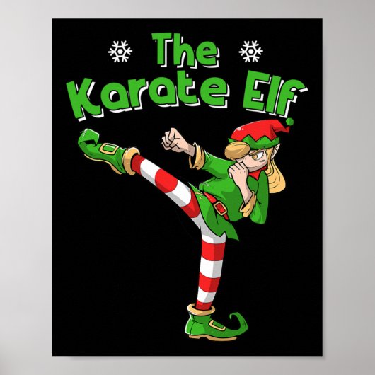 Karate Mädchen Elf Kampfsport Weihnachten Poster (Vorne)