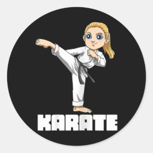Karate Mädchen Kämpferin  Runder Aufkleber