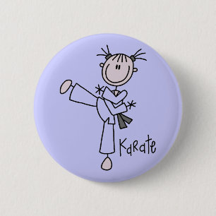 Karate-Mädchen-T-Shirts und Geschenke Button