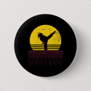 Karate-Mädchen Vintage Button