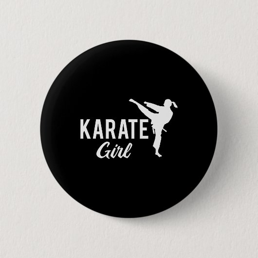 Karate-Mädchen Zopf Kämpferin Weiß Martial Arts Ta Button (Vorderseite)
