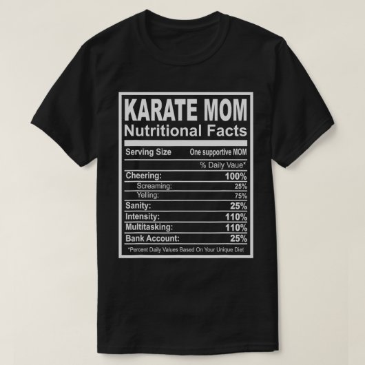 Karate-Mama Ernährungsdaten T-Shirt (Design vorne)